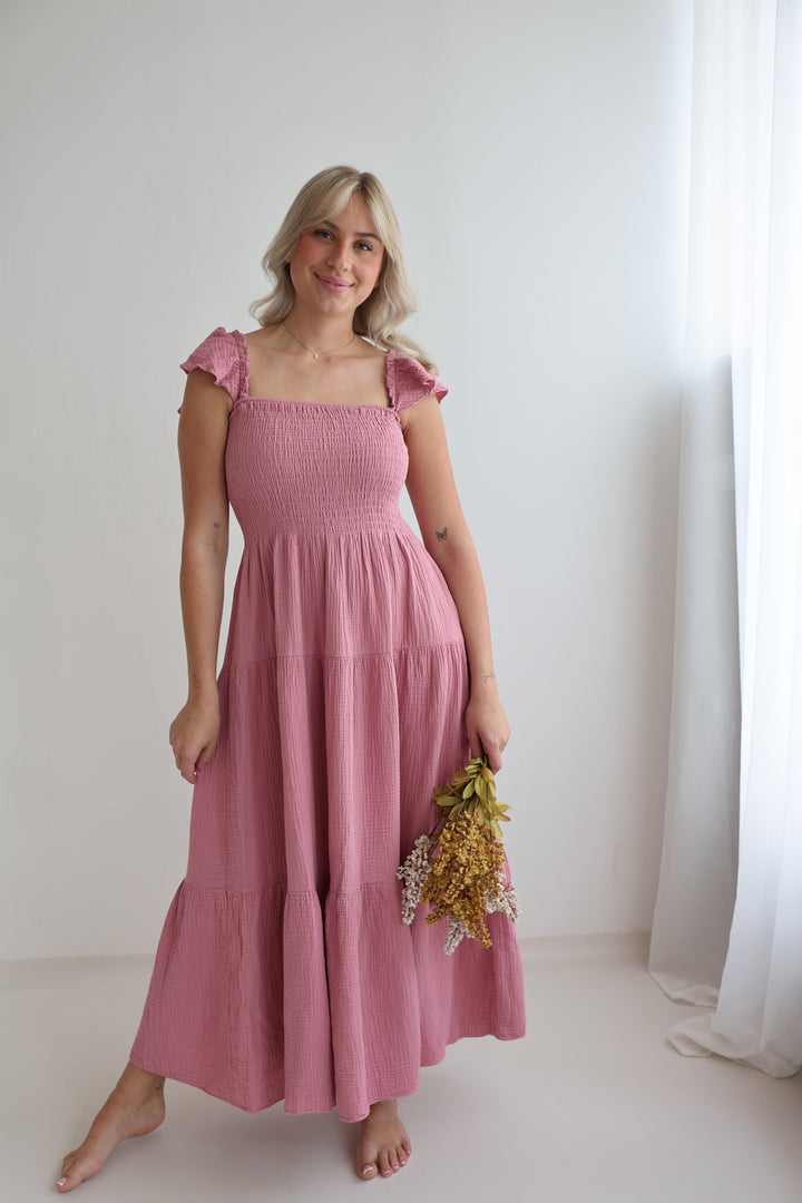 Langes Kleid mit Raffung Livia