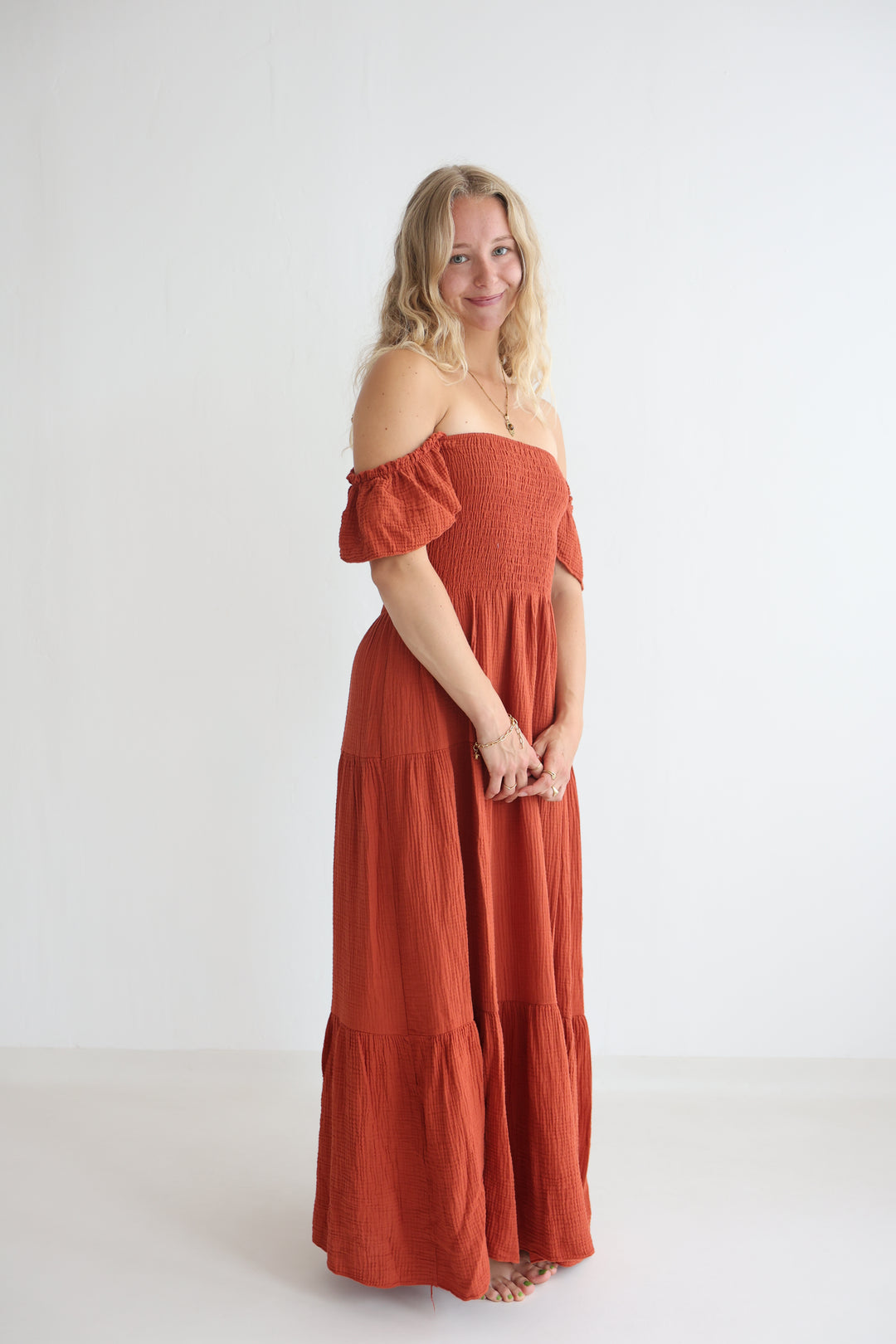 Langes Kleid mit Raffung Livia
