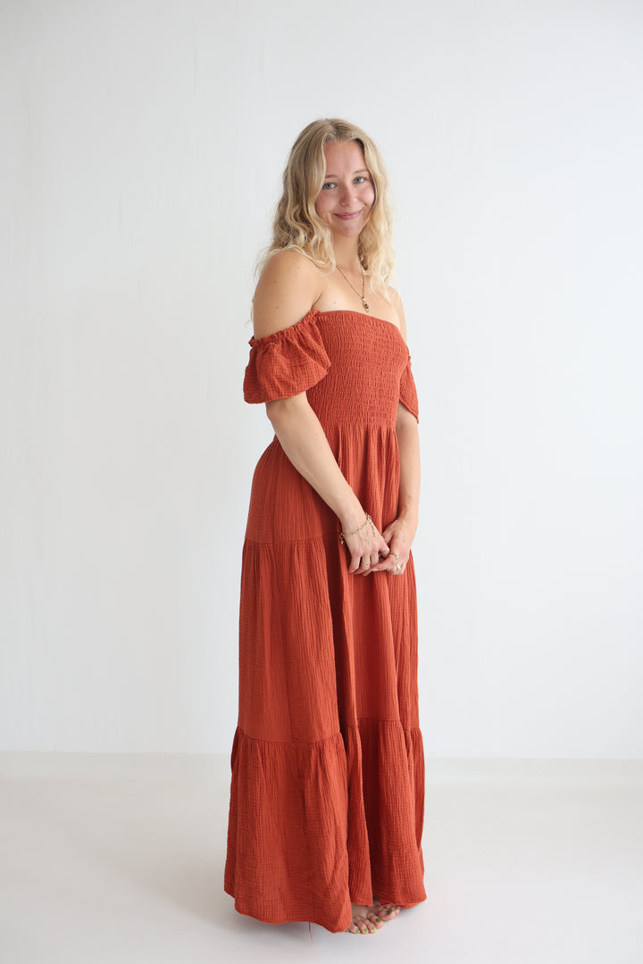 Langes Kleid mit Raffung Livia