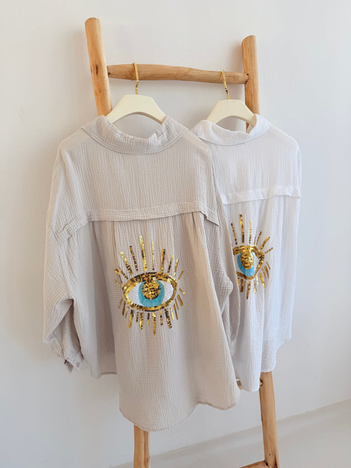 Oversize Blusenhemd aus Musselin Golden Eye