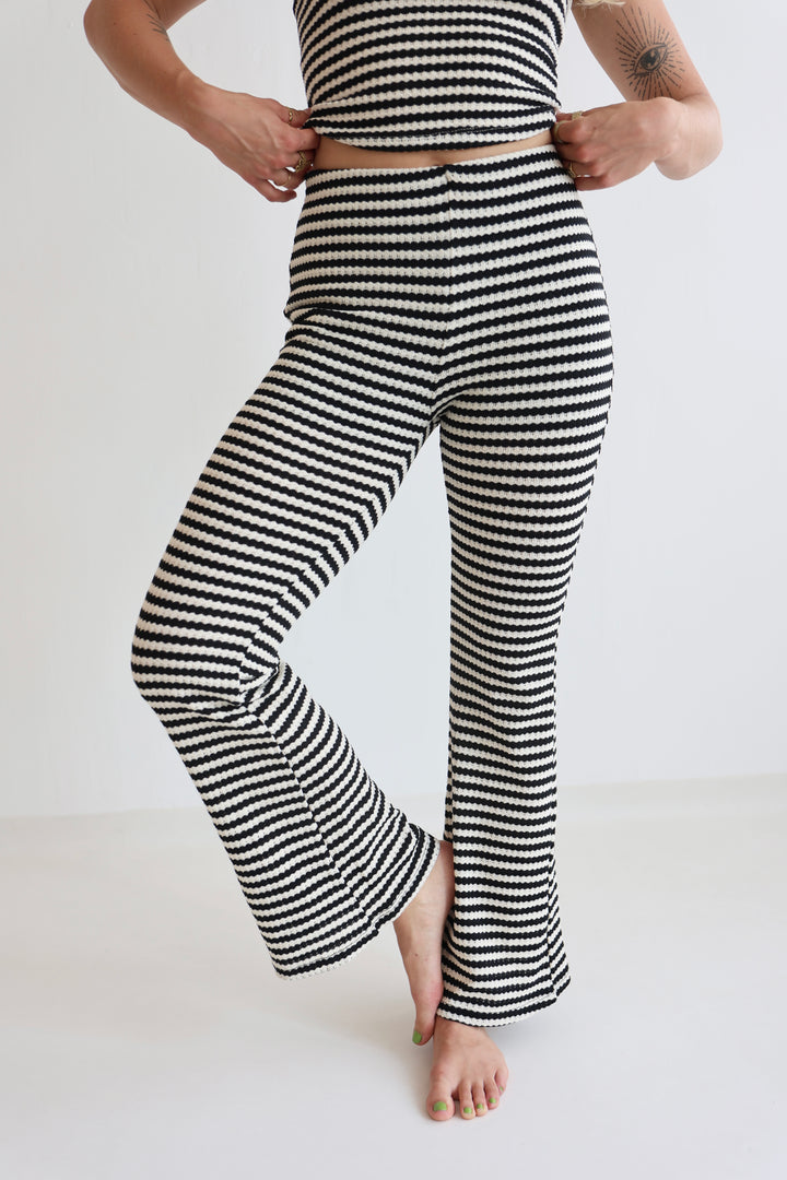 Striped Knit Flared Pants