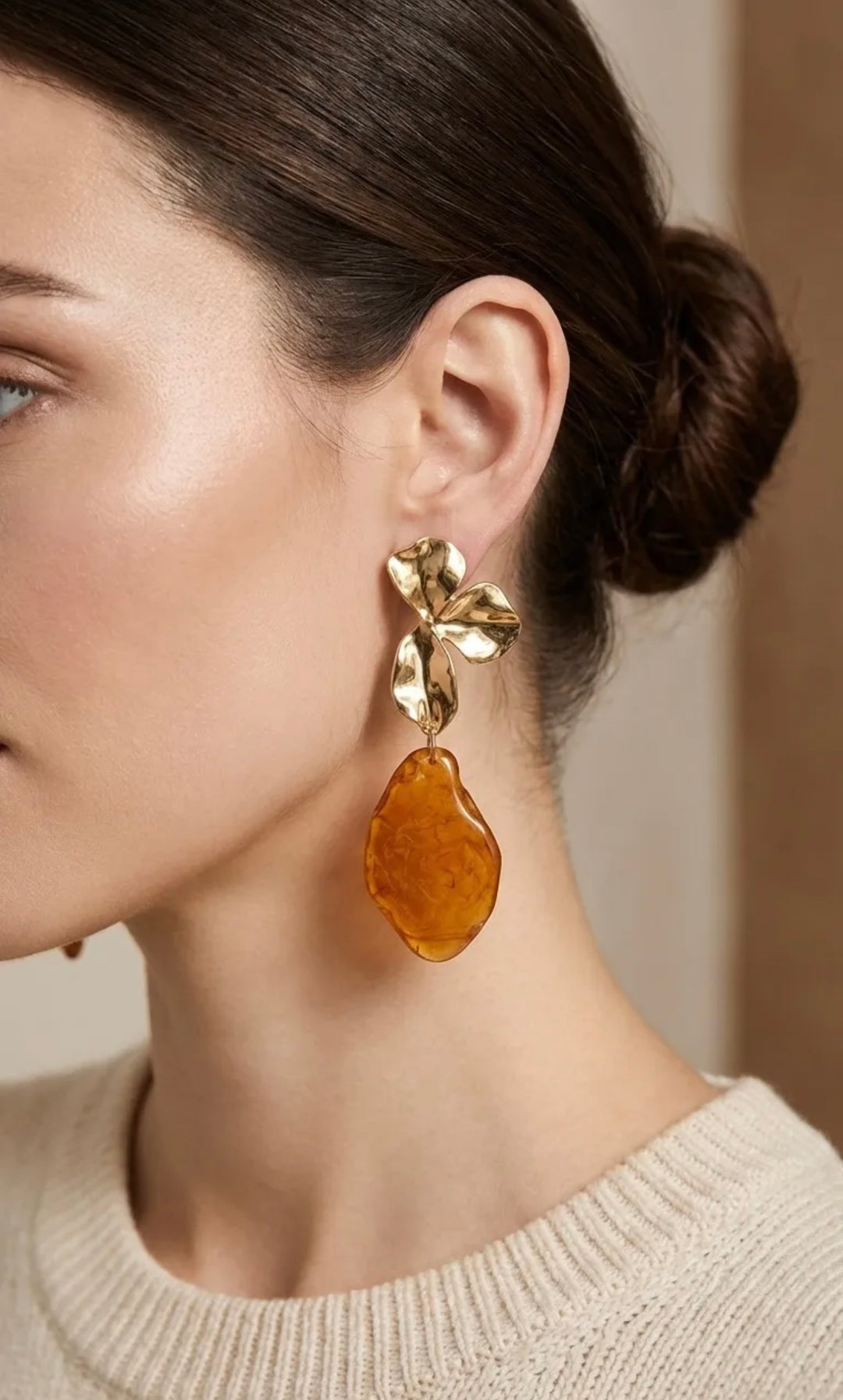Gold Floral Statement Earrings