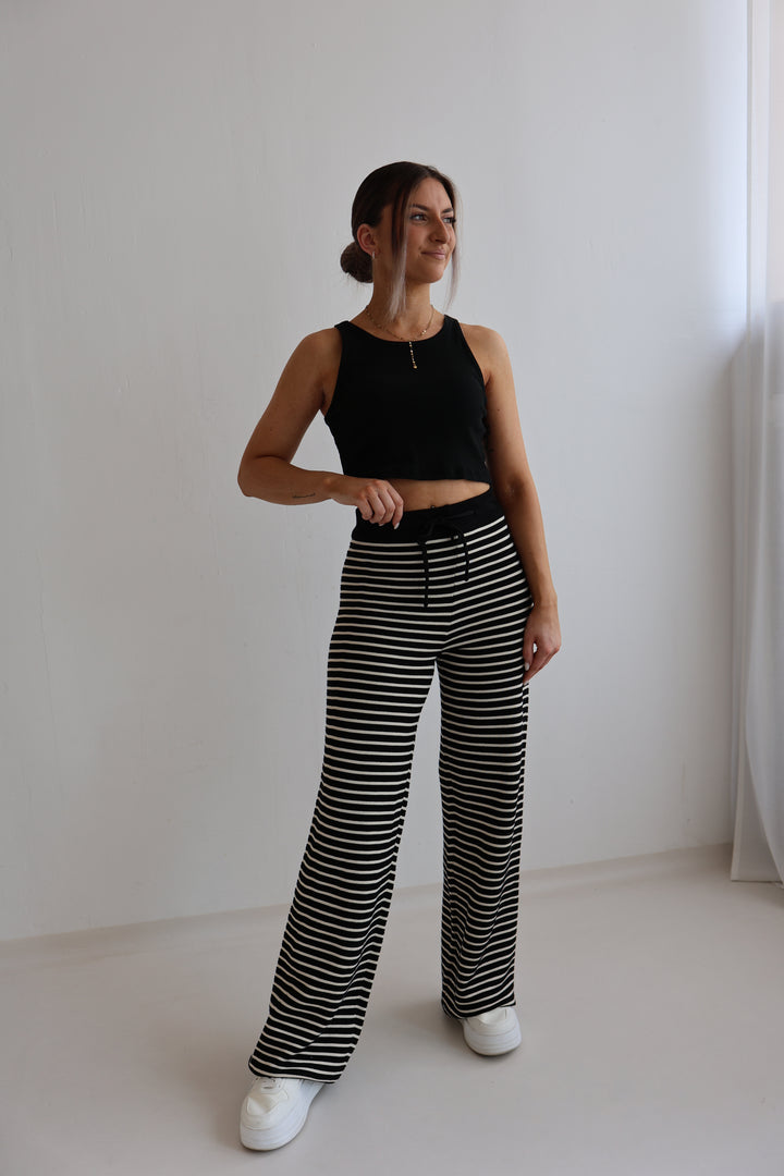 Gestreifte Hose mit Lochstrickmuster Cool Fit