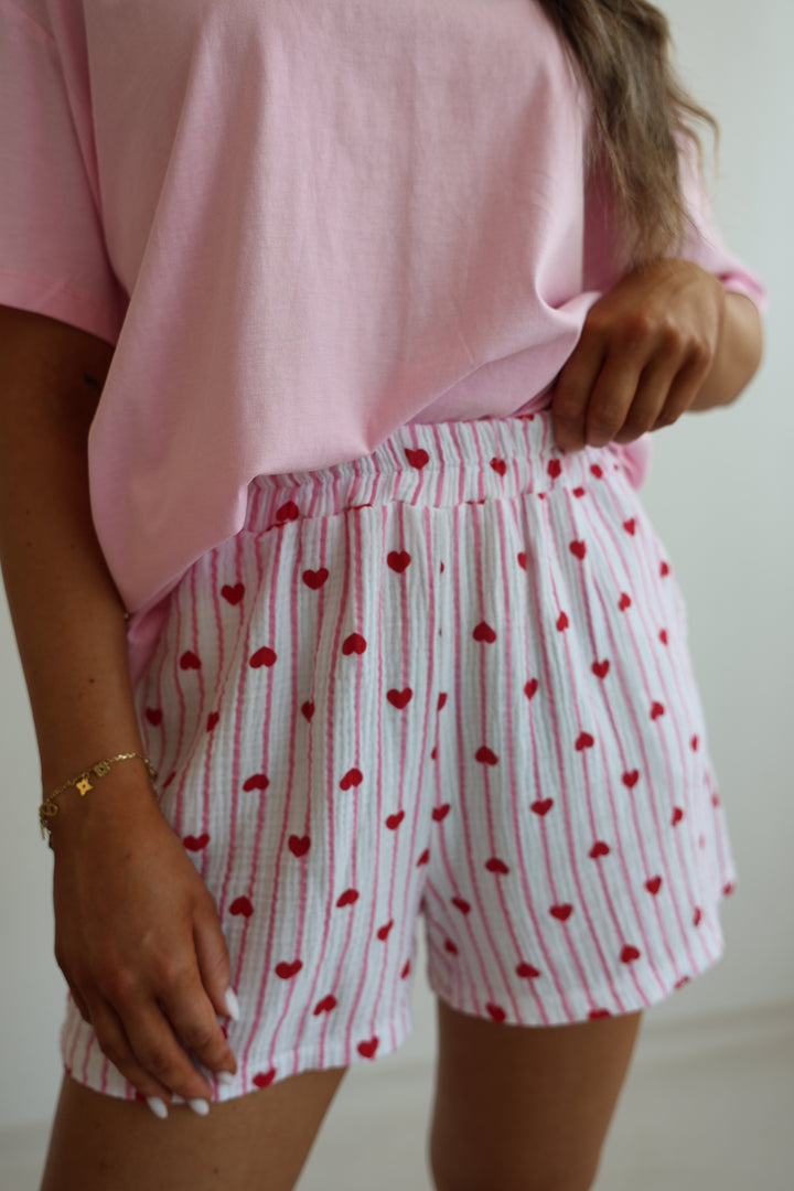 Shorts aus Musselin Rouge Hearts
