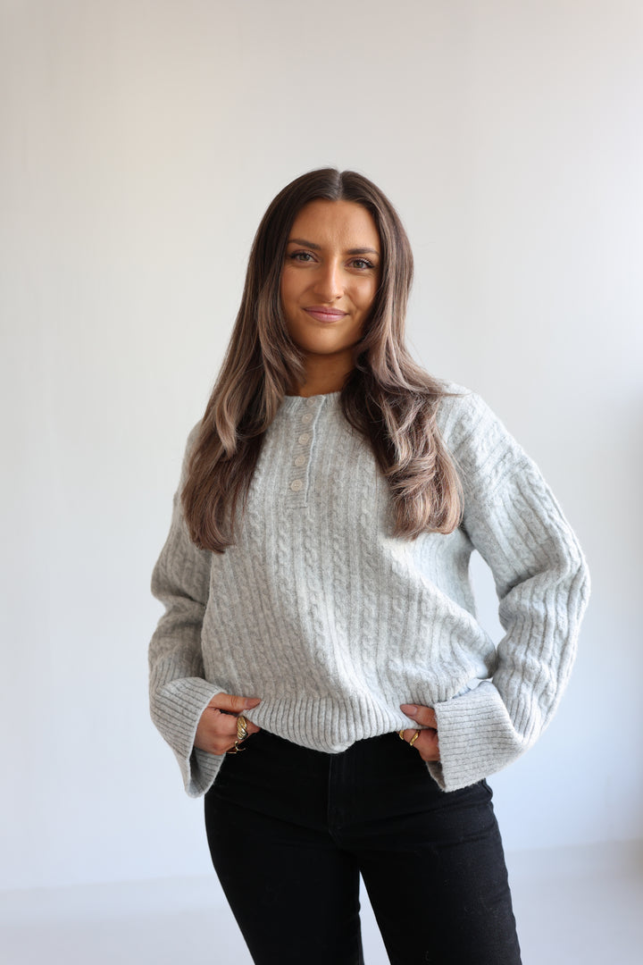 Ribbed Button Pullover