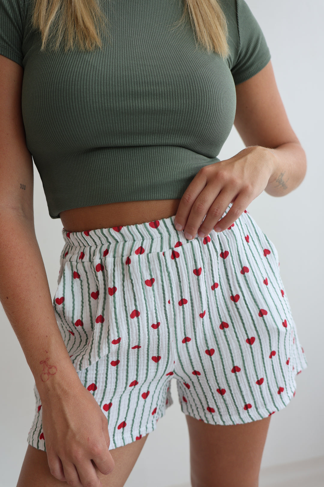 Shorts aus Musselin Rouge Hearts