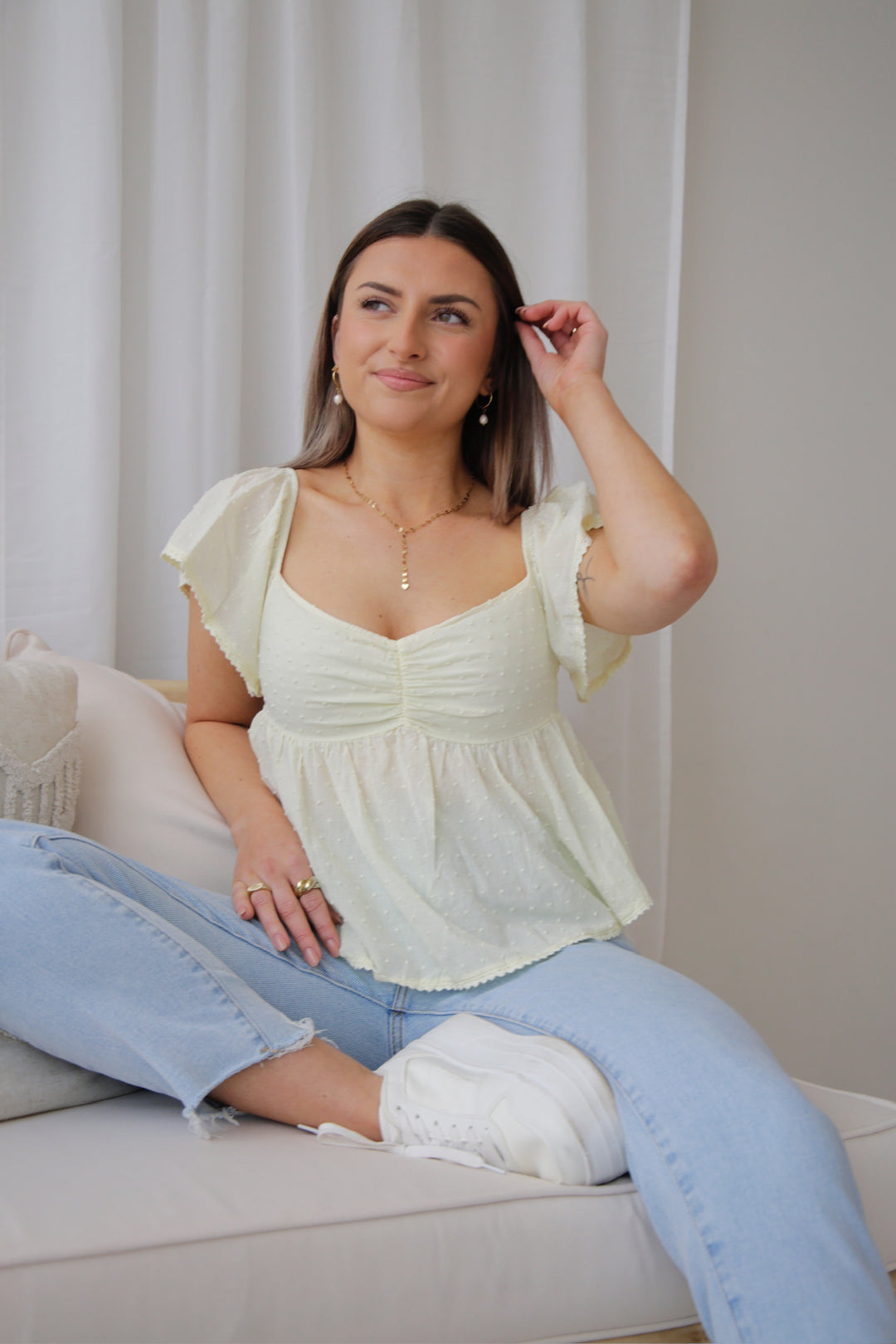 Kurzarm Bluse mit Volant Adele