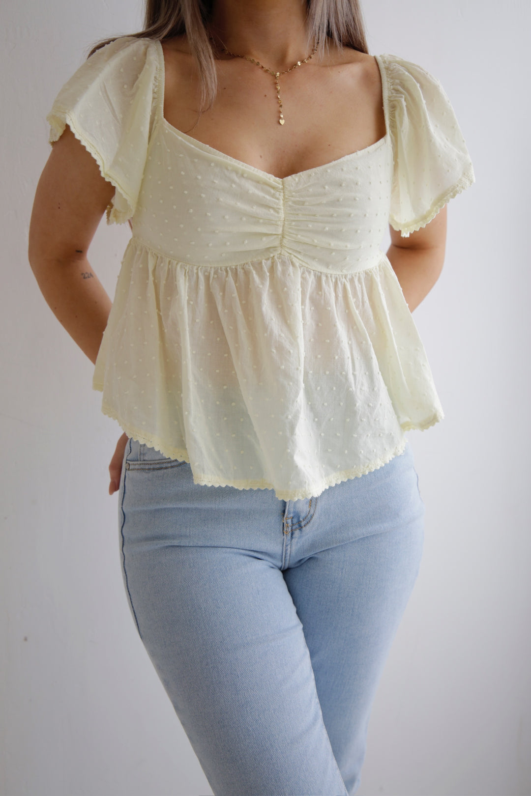Kurzarm Bluse mit Volant Adele