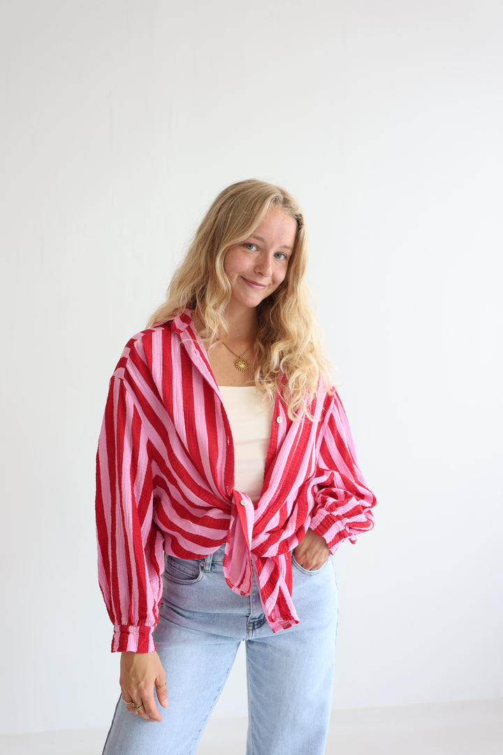 Musselinbluse Blockstripes
