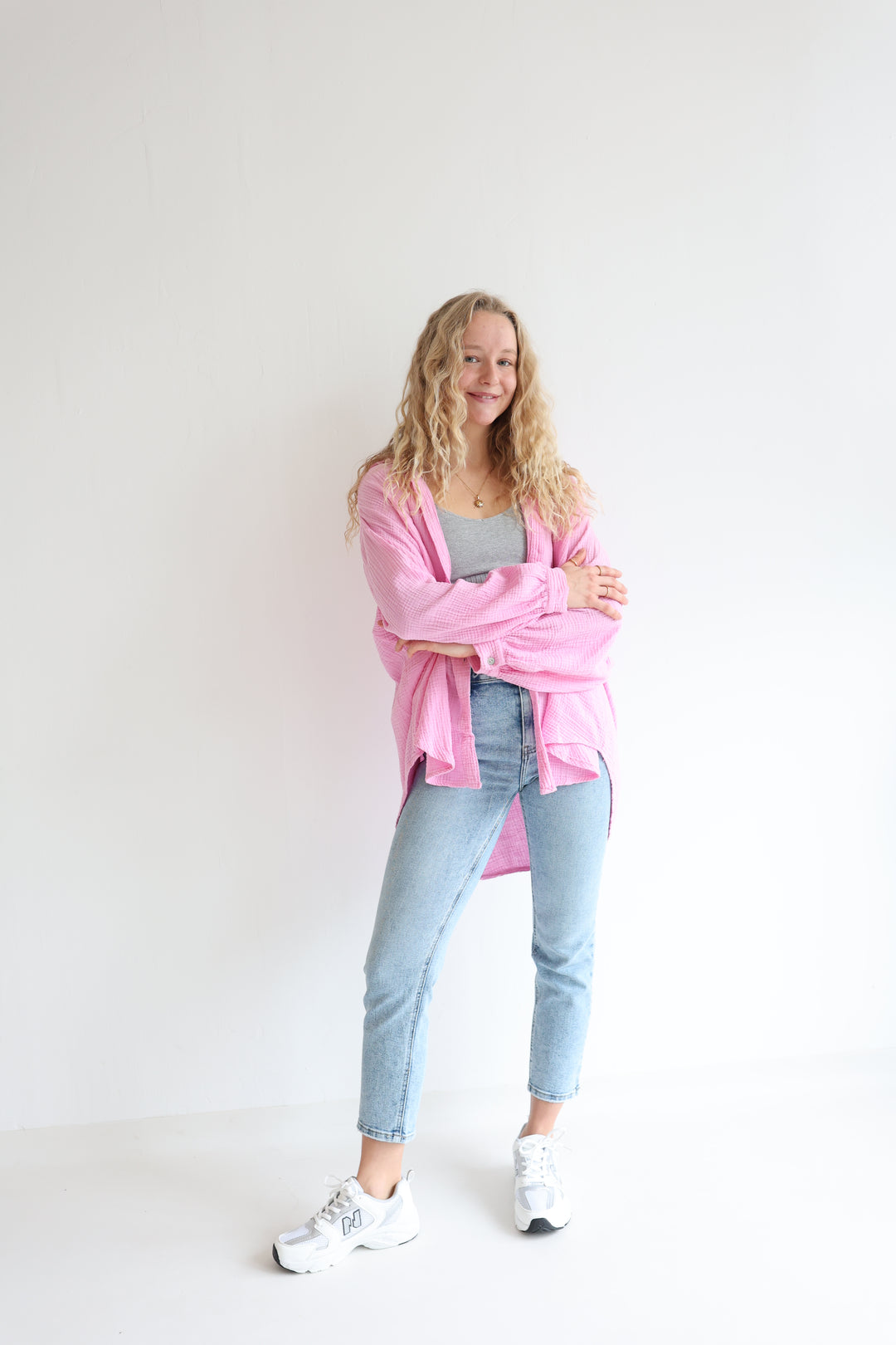 Kurzes Blusenhemd aus Musselin (einfarbig)