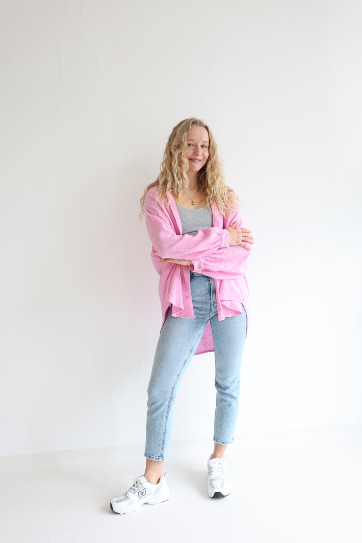 Kurzes Blusenhemd aus Musselin (einfarbig)