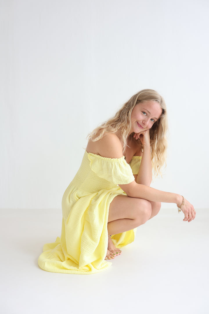 Langes Kleid mit Raffung Livia
