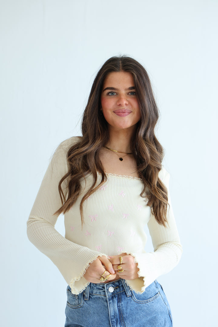 Geripptes Longsleeve Pretty Bows