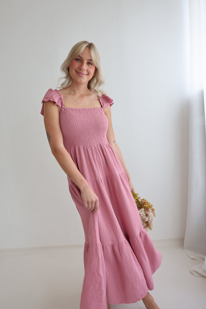 Langes Kleid mit Raffung Livia