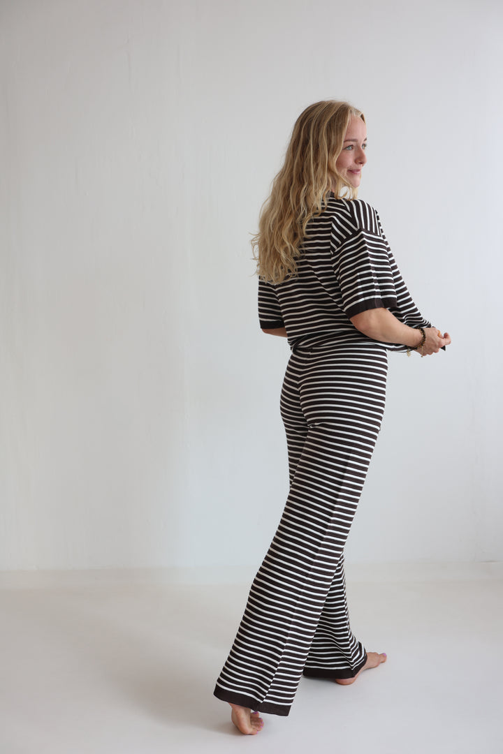 Gestreifte Hose mit Lochstrickmuster Cool Fit