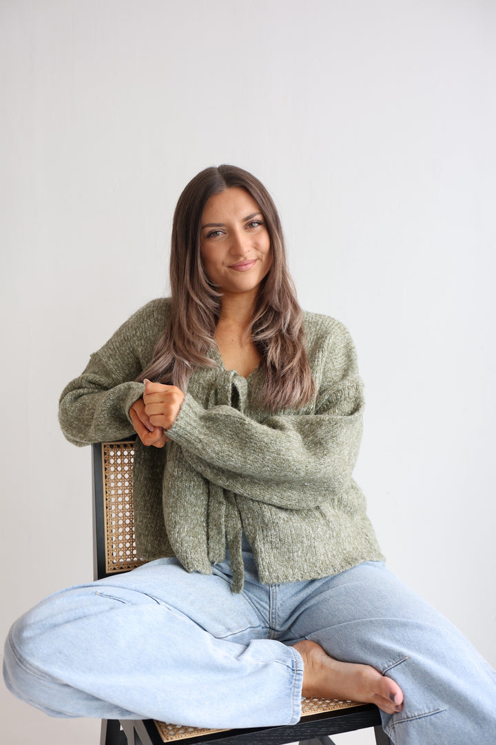 Knit Bow Cardigan Lanea