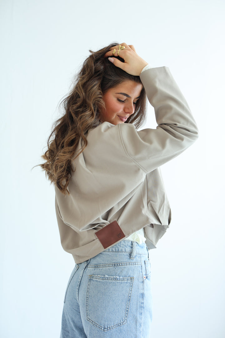 Minimal Cropped Bomber Jacket