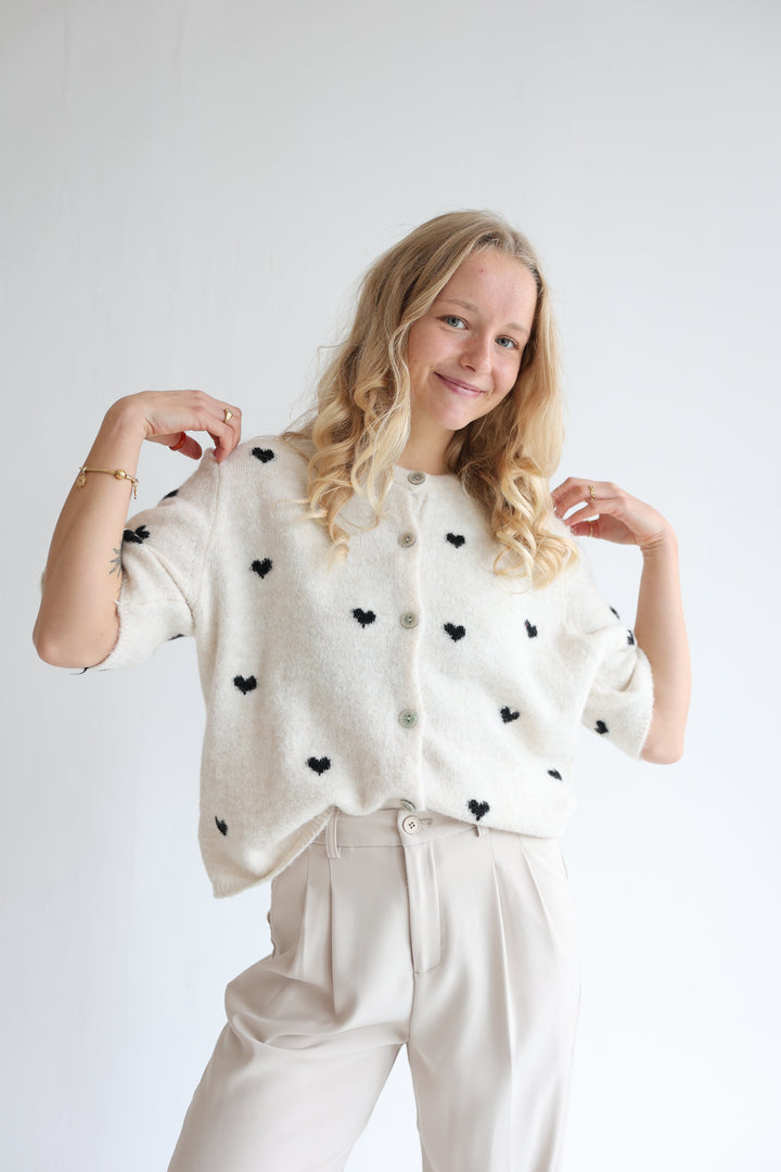 Kurzarm Cardigan Jolina mit Herzprint