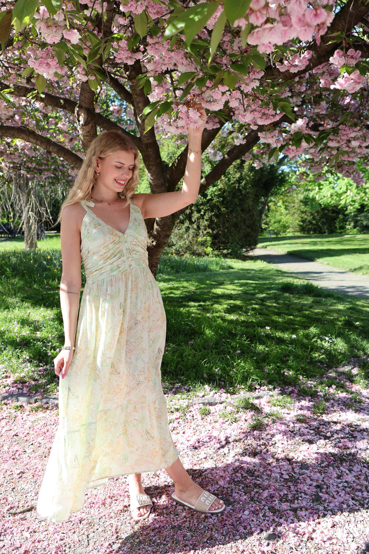 Langes Viskosekleid mit Floralprint Florenz
