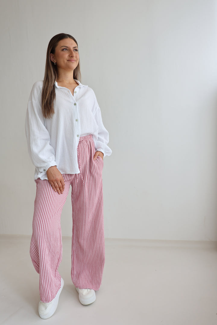 Lange Musselinhose mit Streifen Little Lines