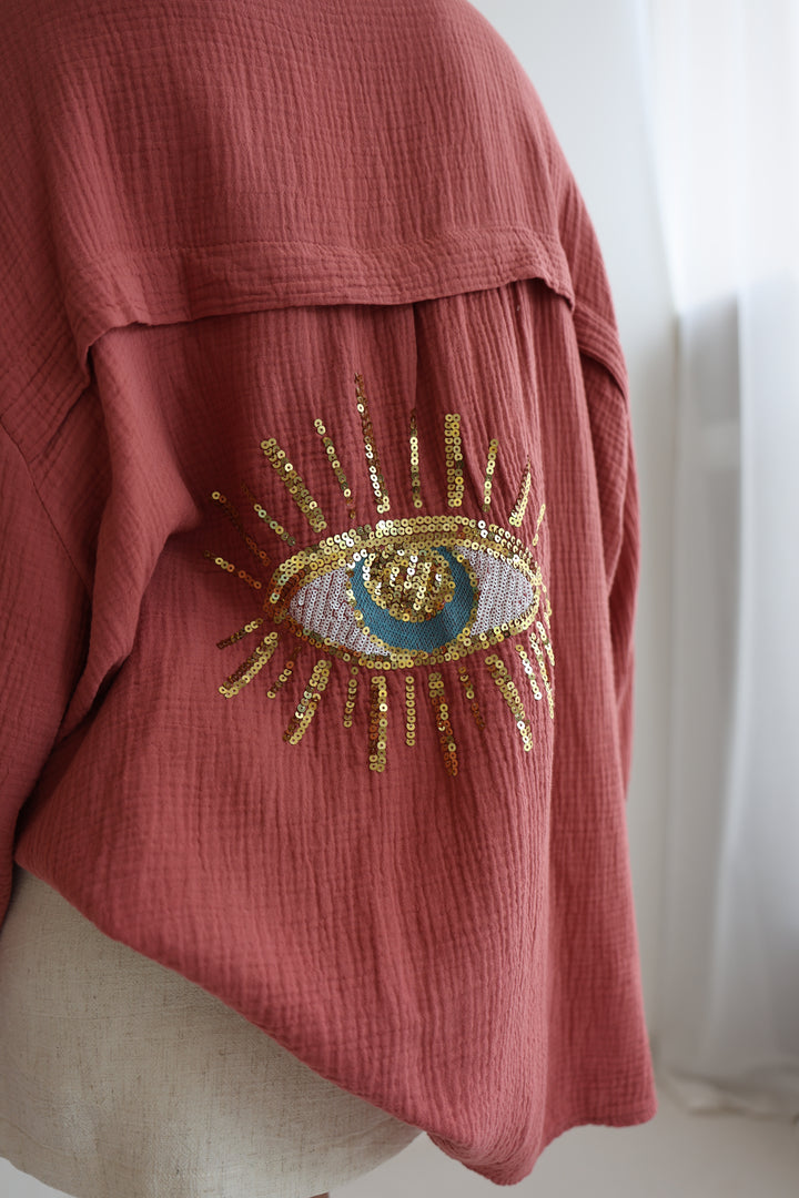 Oversize Blusenhemd aus Musselin Golden Eye
