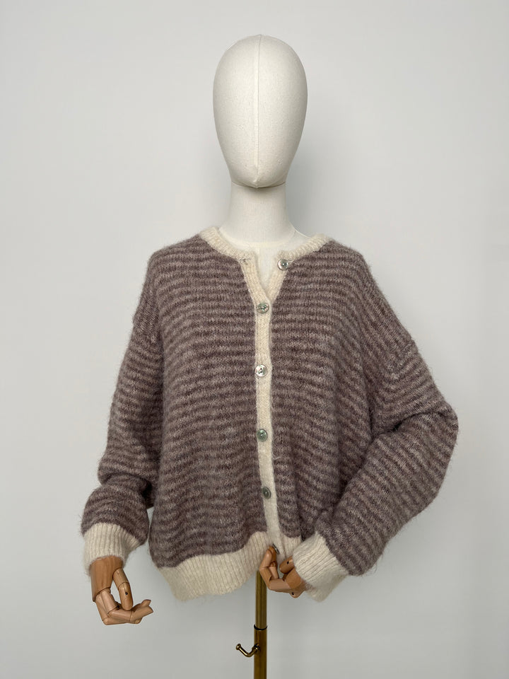 GESTREIFTER CARDIGAN MOODLINE KNIT MOCCA (B-WARE)