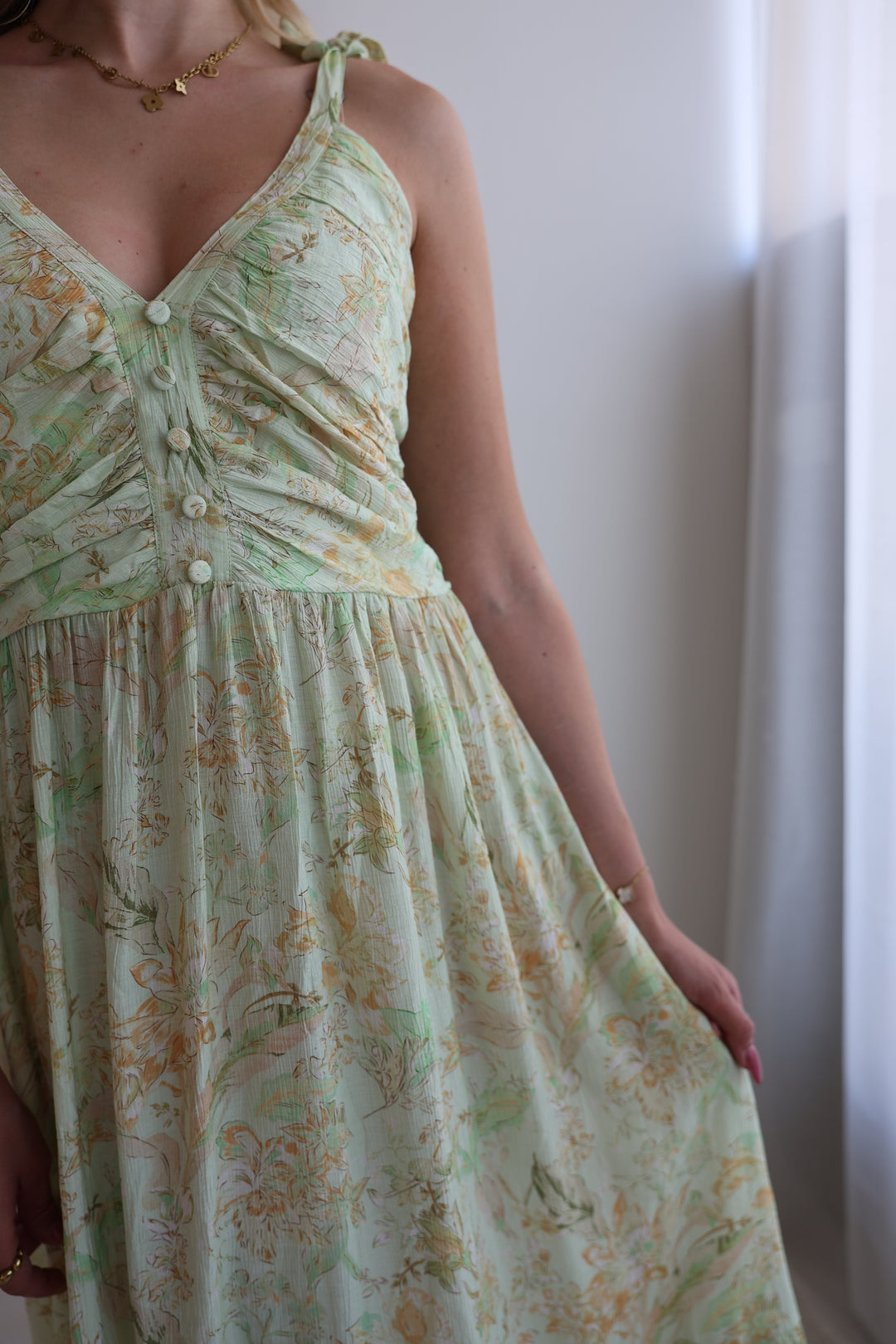 Langes Viskosekleid mit Floralprint Florenz
