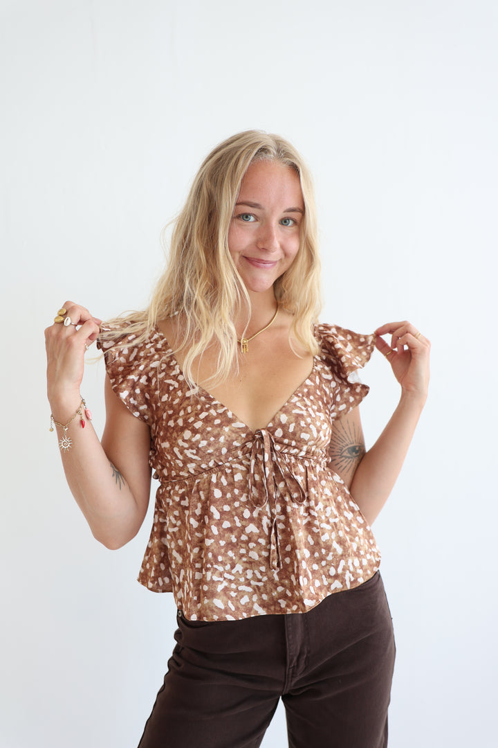 Cinnamon Splash Peplum Top