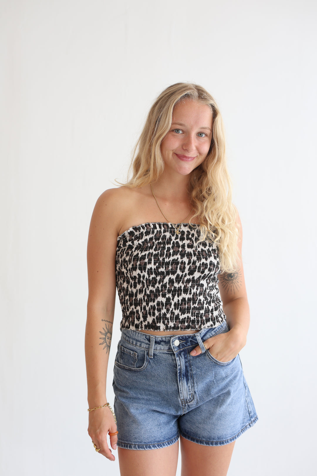 Leoprint Croptop aus Musselin