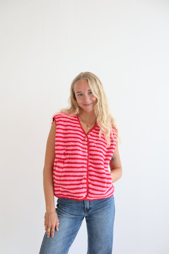 Candy Stripe Teddy Vest