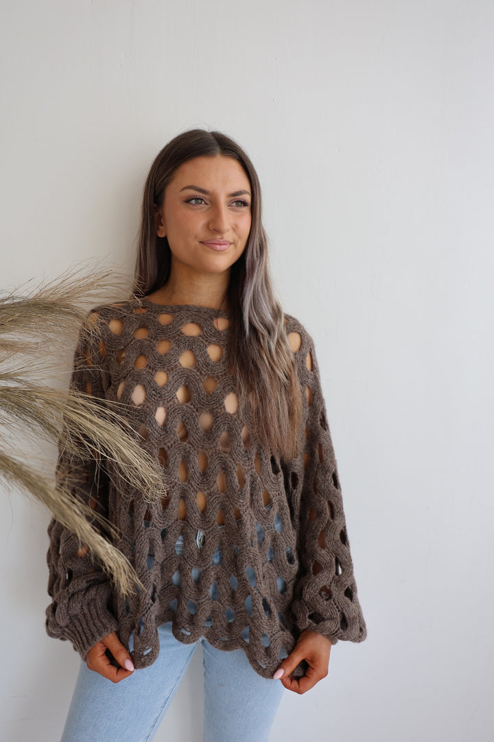 Grober Lochstrickpullover Cassy