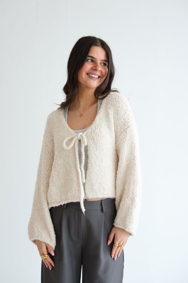 Teddy Knot Cardigan Fluffy Tie