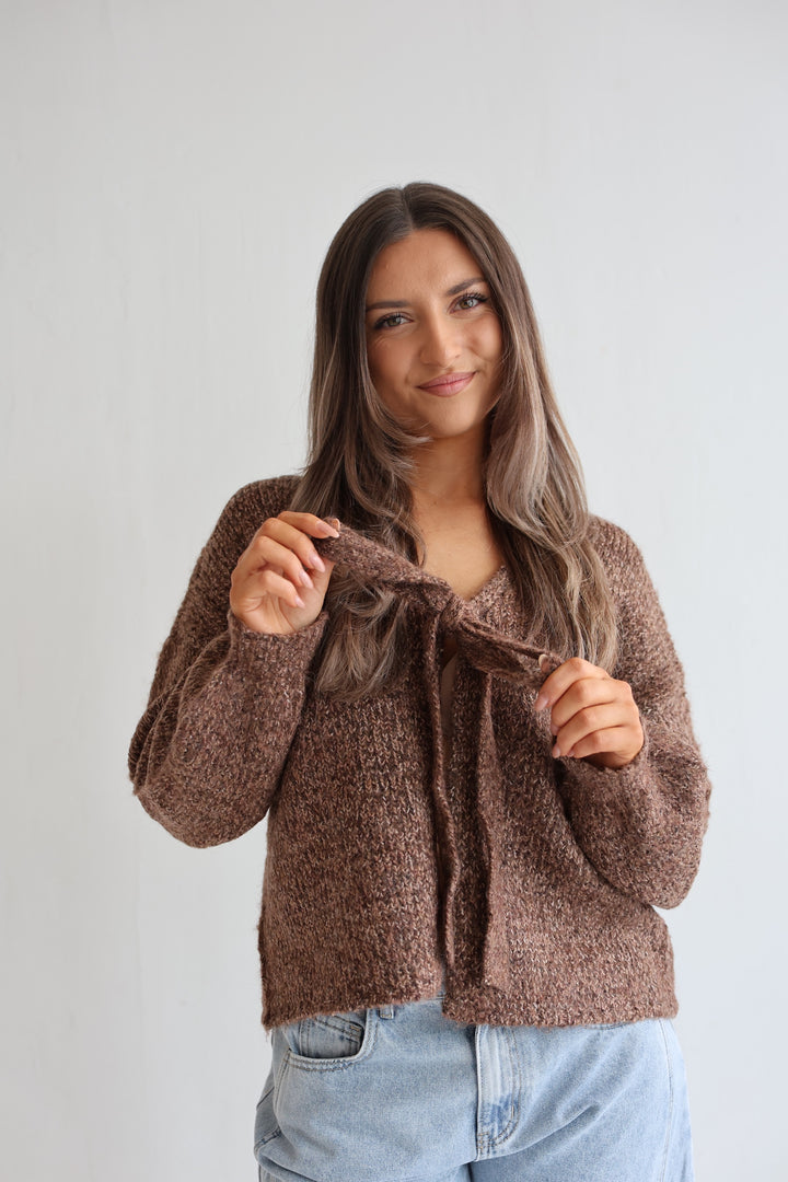 Knit Bow Cardigan Lanea