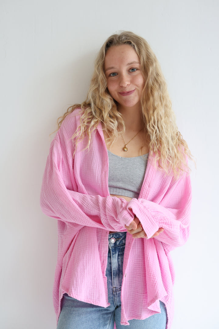 Kurzes Blusenhemd aus Musselin (einfarbig)