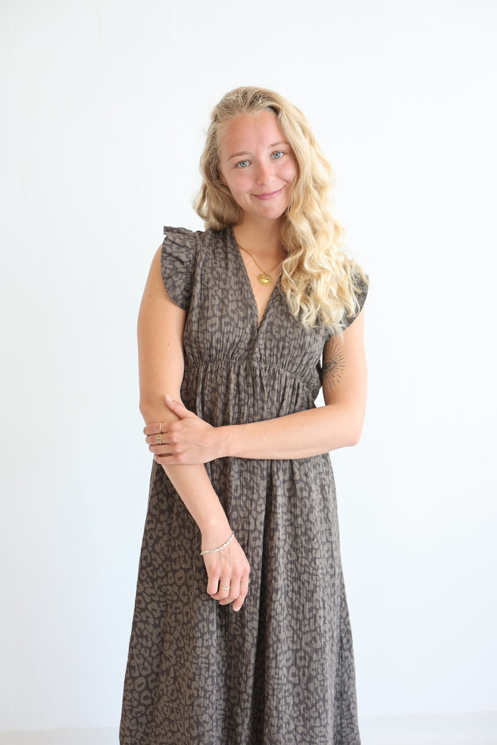 Langes Musselinkleid Timeless Leopard