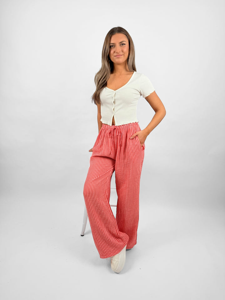Lange Musselinhose mit Streifen Little Lines