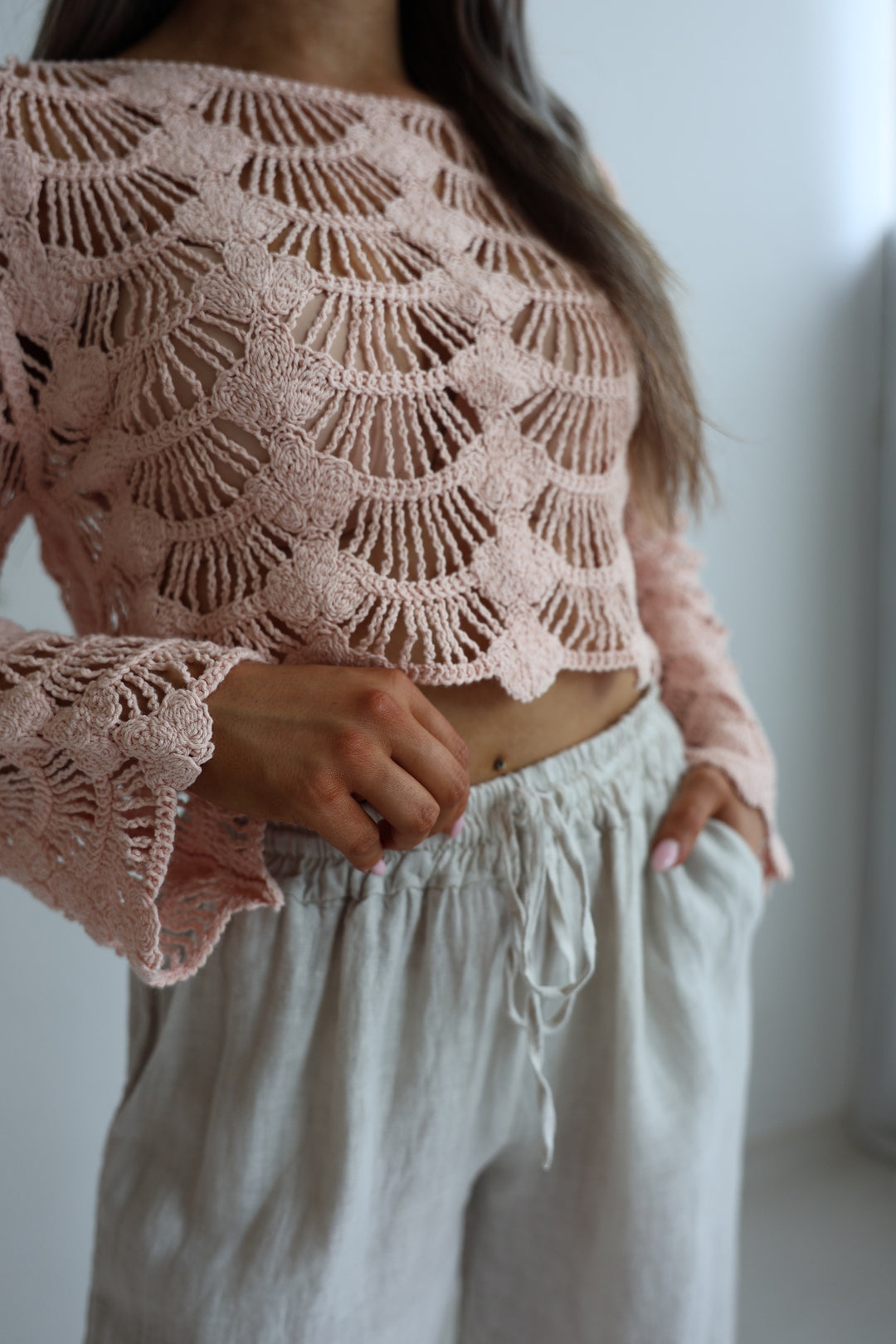 Leichter Cropped Pullover Shell Crochet