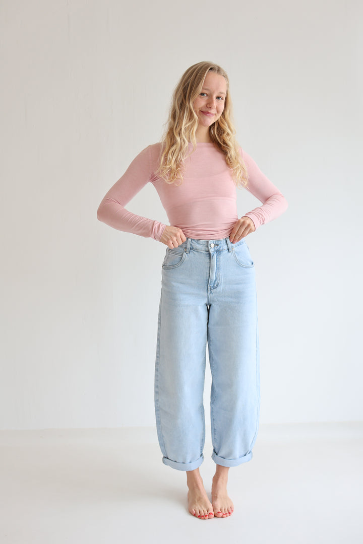 Barrel Fit Denim Blue Jeans