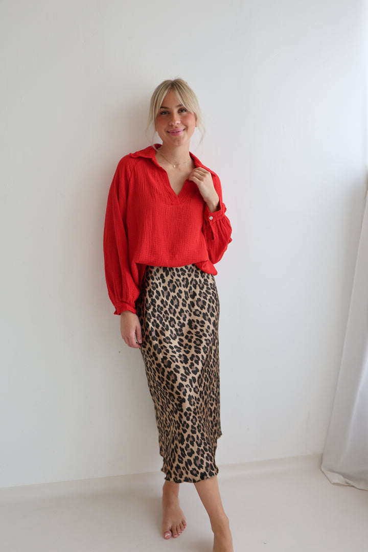 Langer Rock mit Leoprint Lion