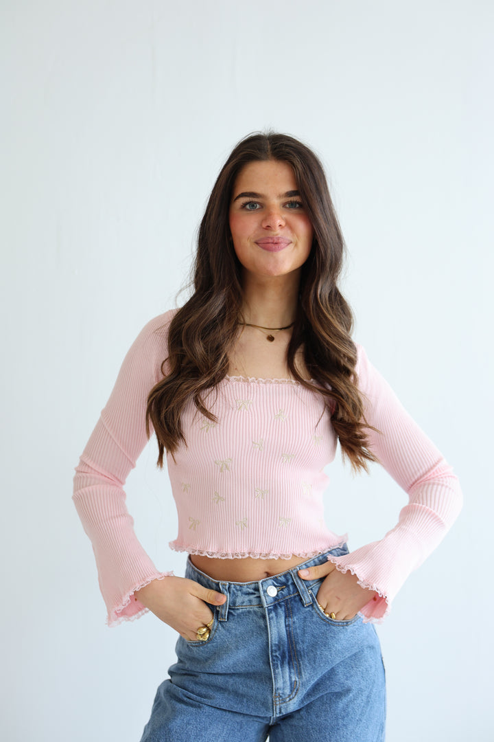 Geripptes Longsleeve Pretty Bows