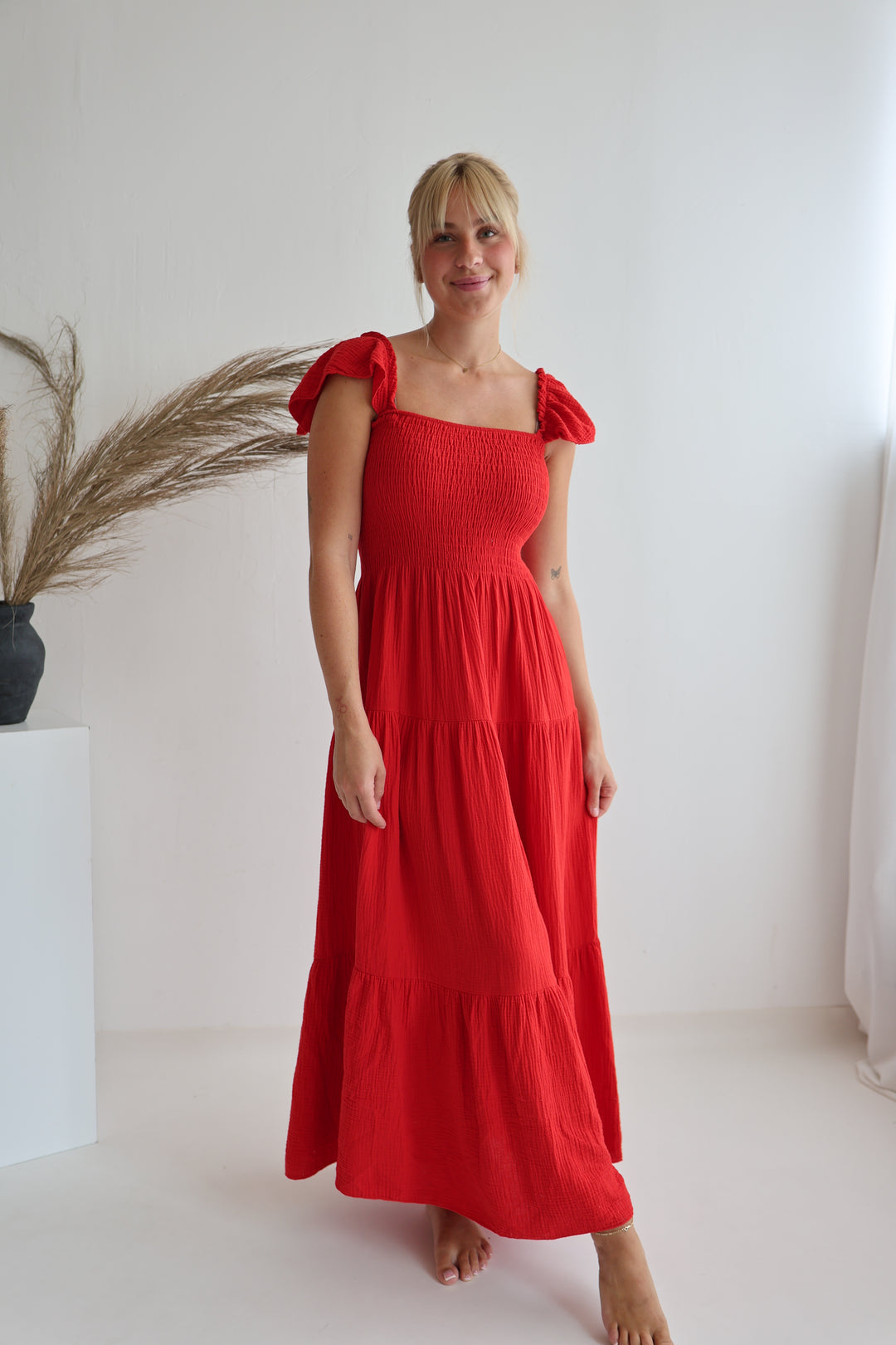 Langes Kleid mit Raffung Livia