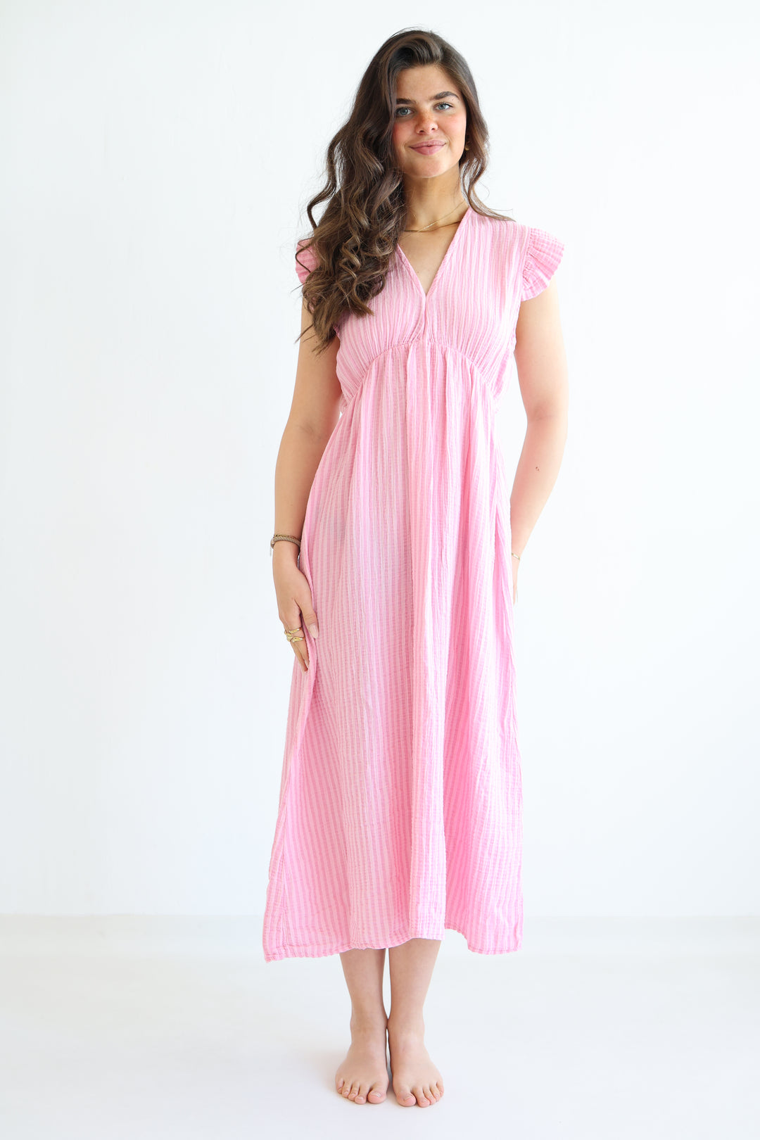 Langes Musselinkleid Summer Striped