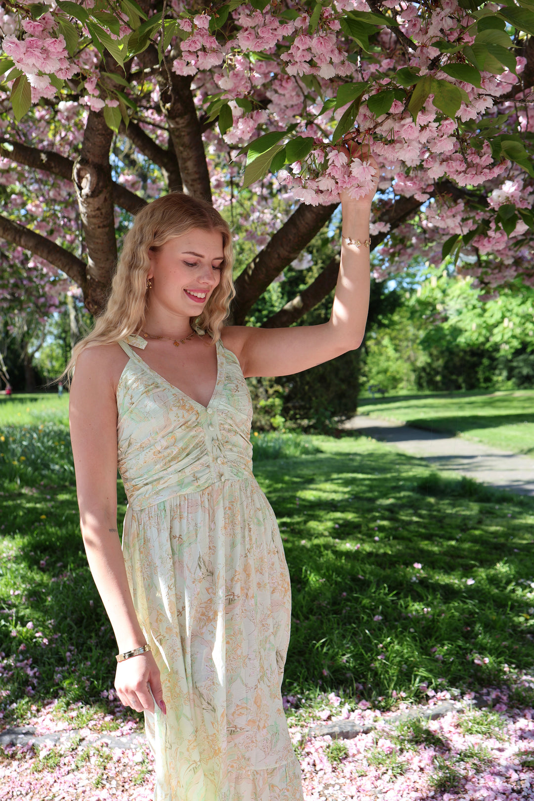 Langes Viskosekleid mit Floralprint Florenz