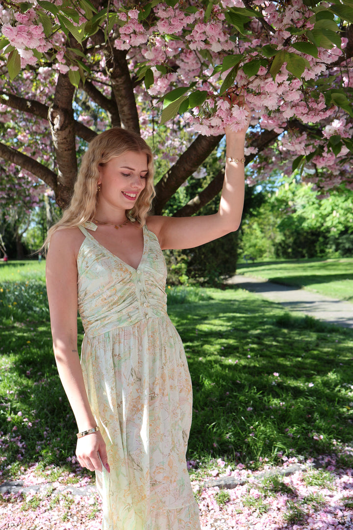 Langes Viskosekleid mit Floralprint Florenz