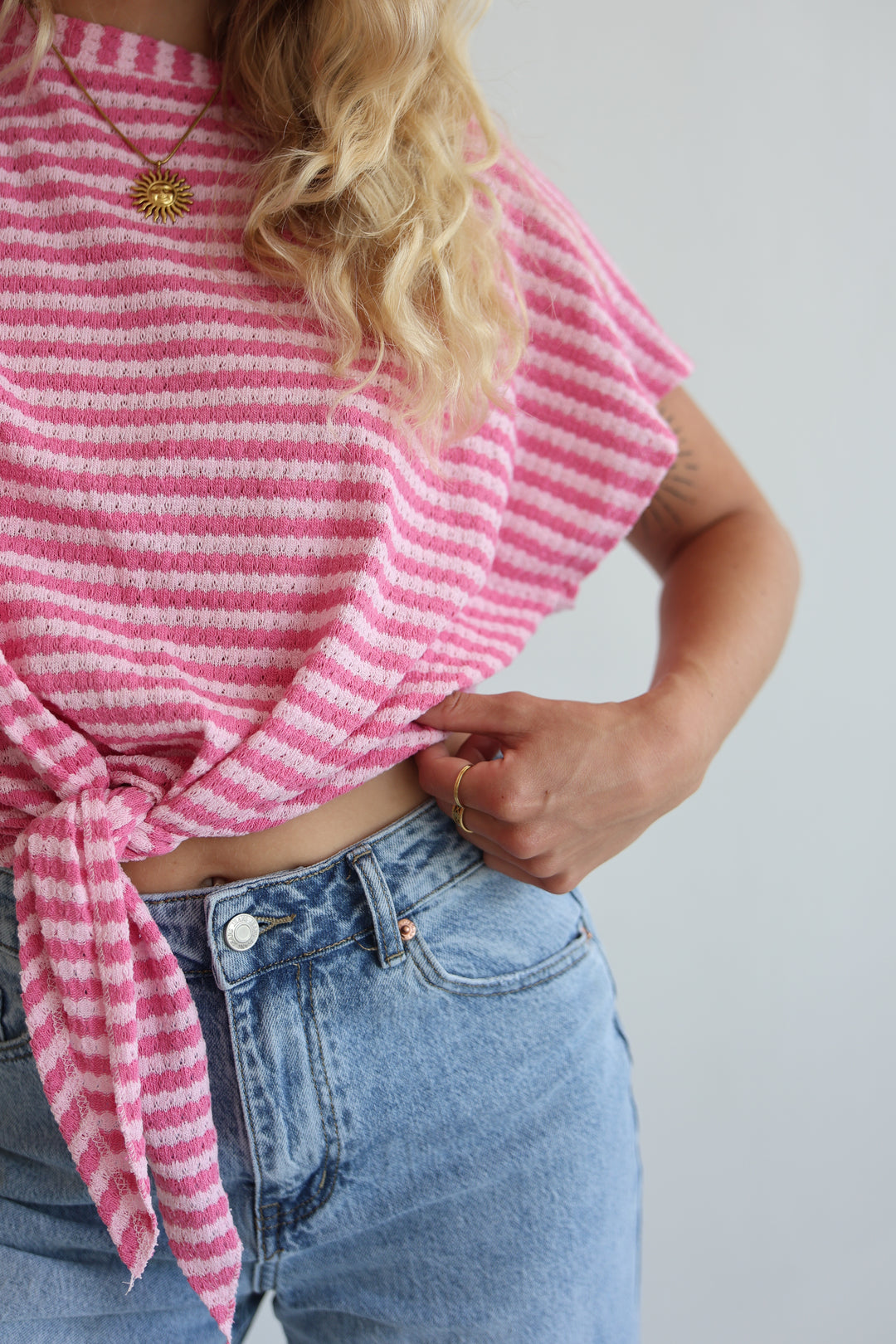 Striped Knit Knot T-Shirt