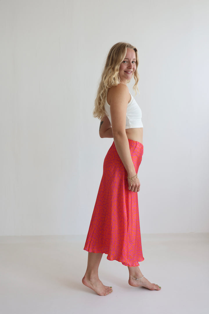 Leopard Satin Skirt