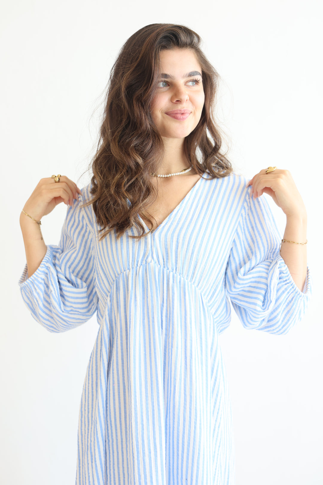 3/4 Arm Musselinkleid Summer Striped