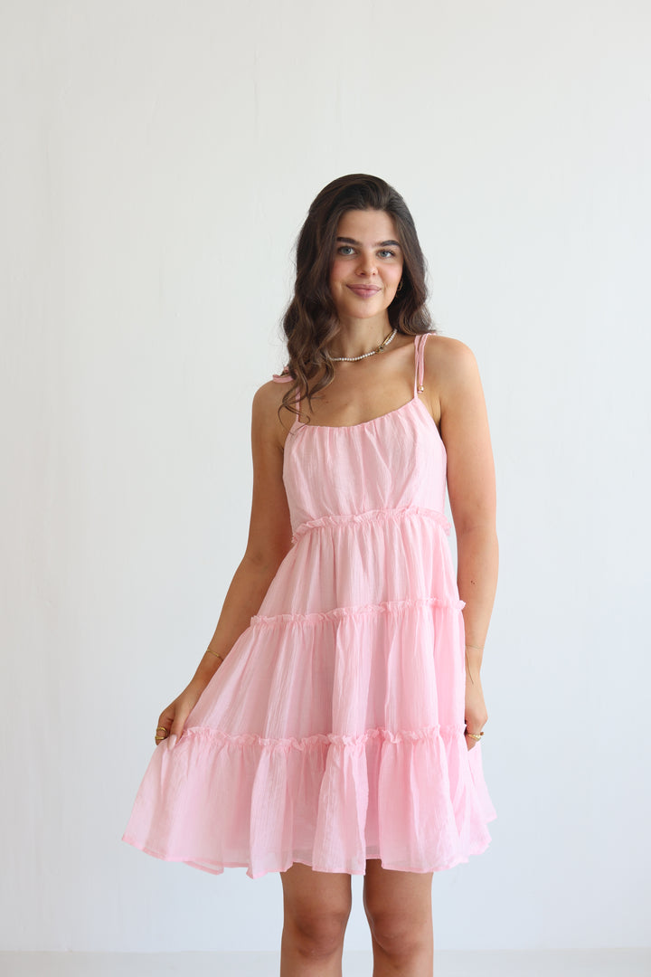 Bow Strap Tiered Dress