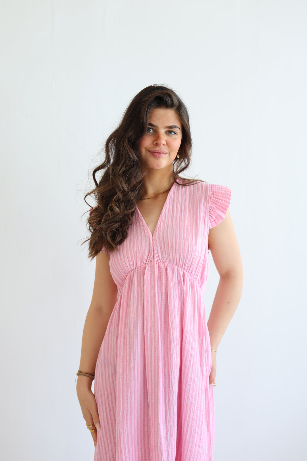 Langes Musselinkleid Summer Striped