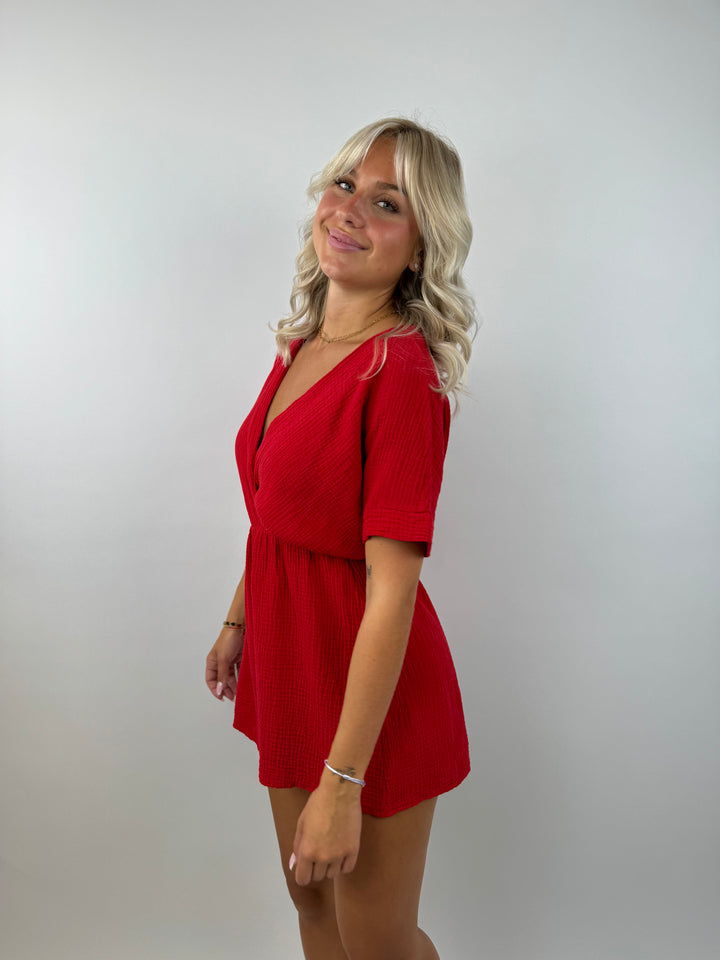 Musselin-Jumpsuit mit V-Ausschnitt Mara
